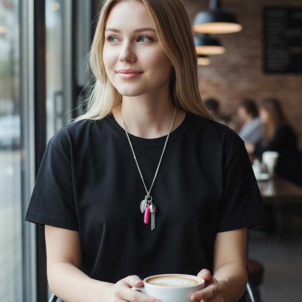 Pink and Silver Necklace (454)